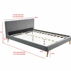 Lit style scandinave 140x190 cm gris