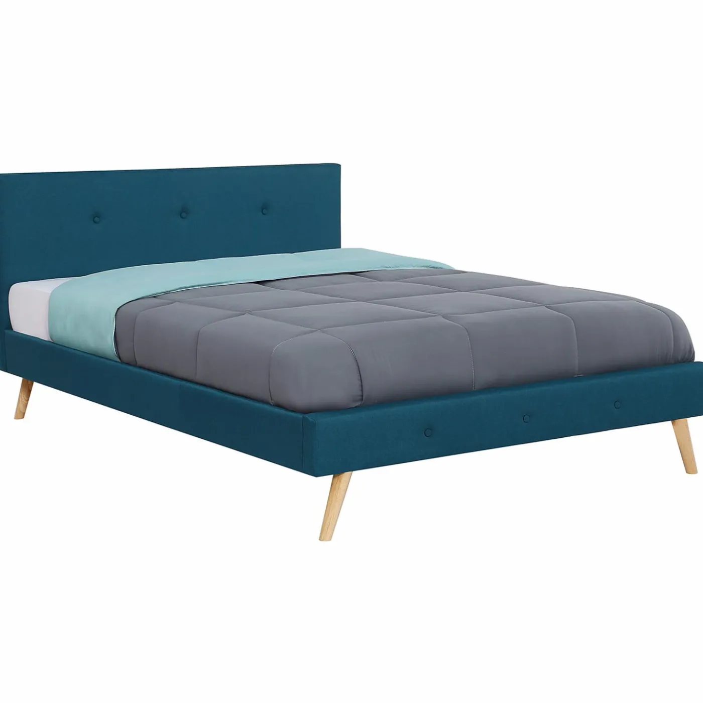 Lit style scandinave 160x200 cm bleu canard