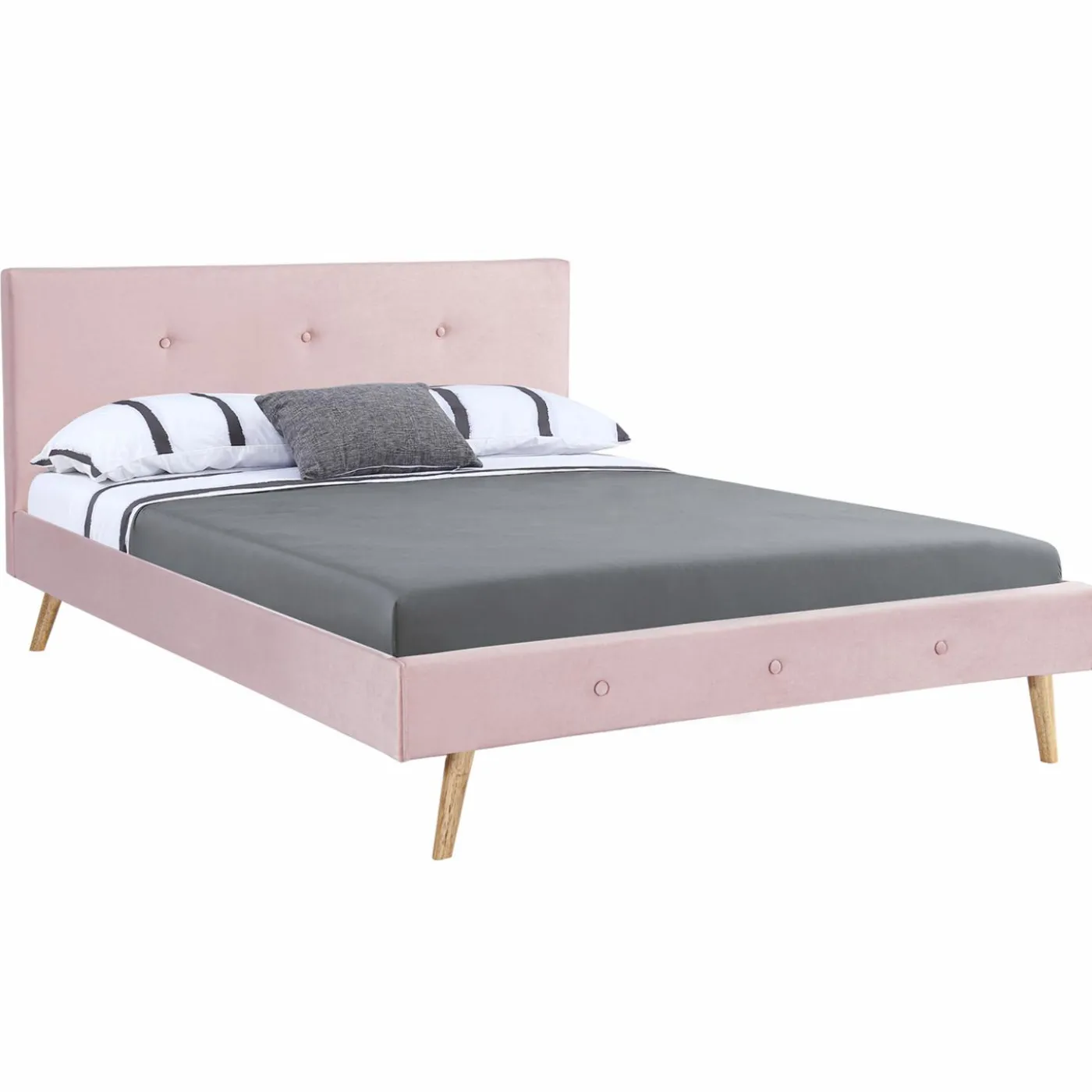 Lit style scandinave 140x190 cm rose