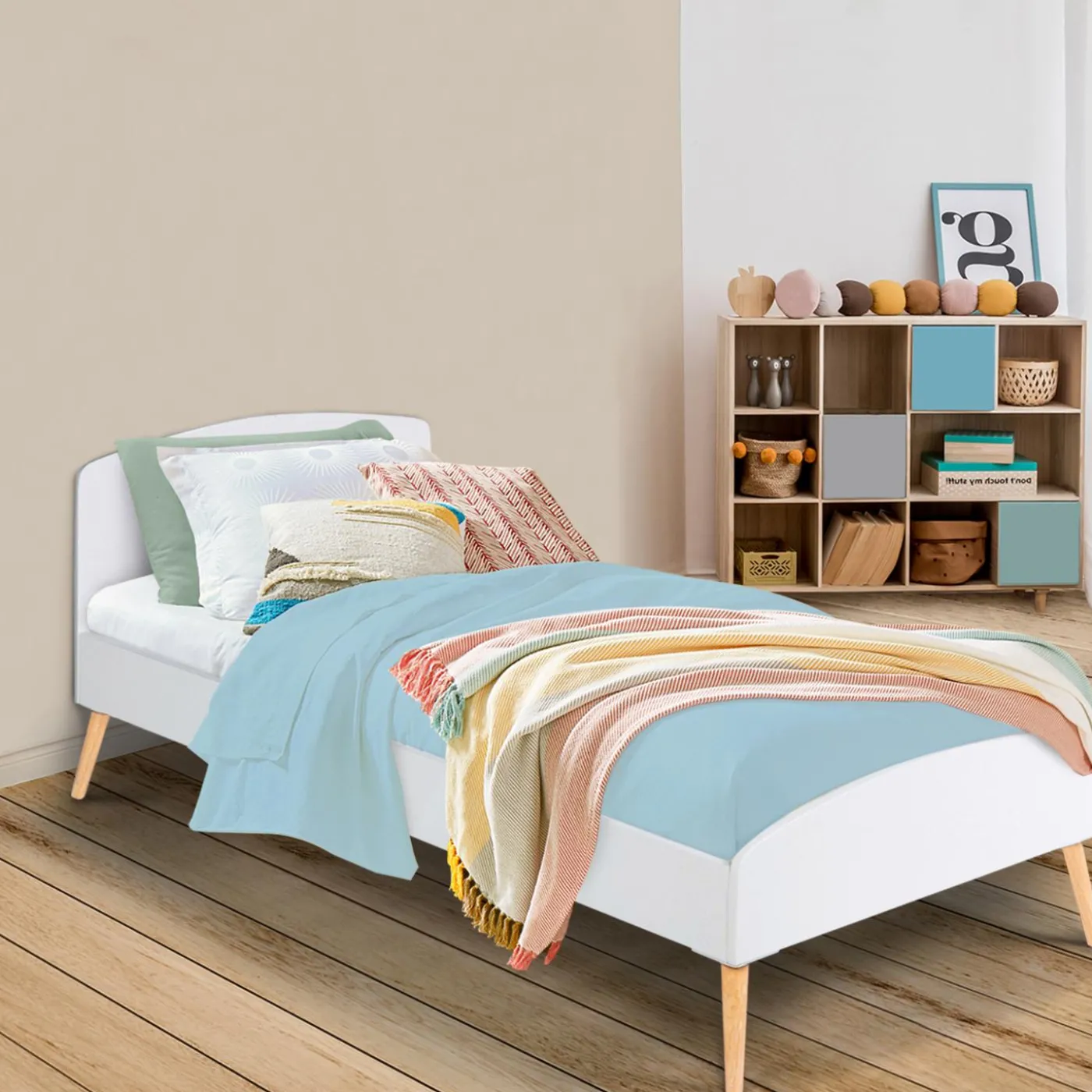 Lit style scandinave 90x190 cm blanc