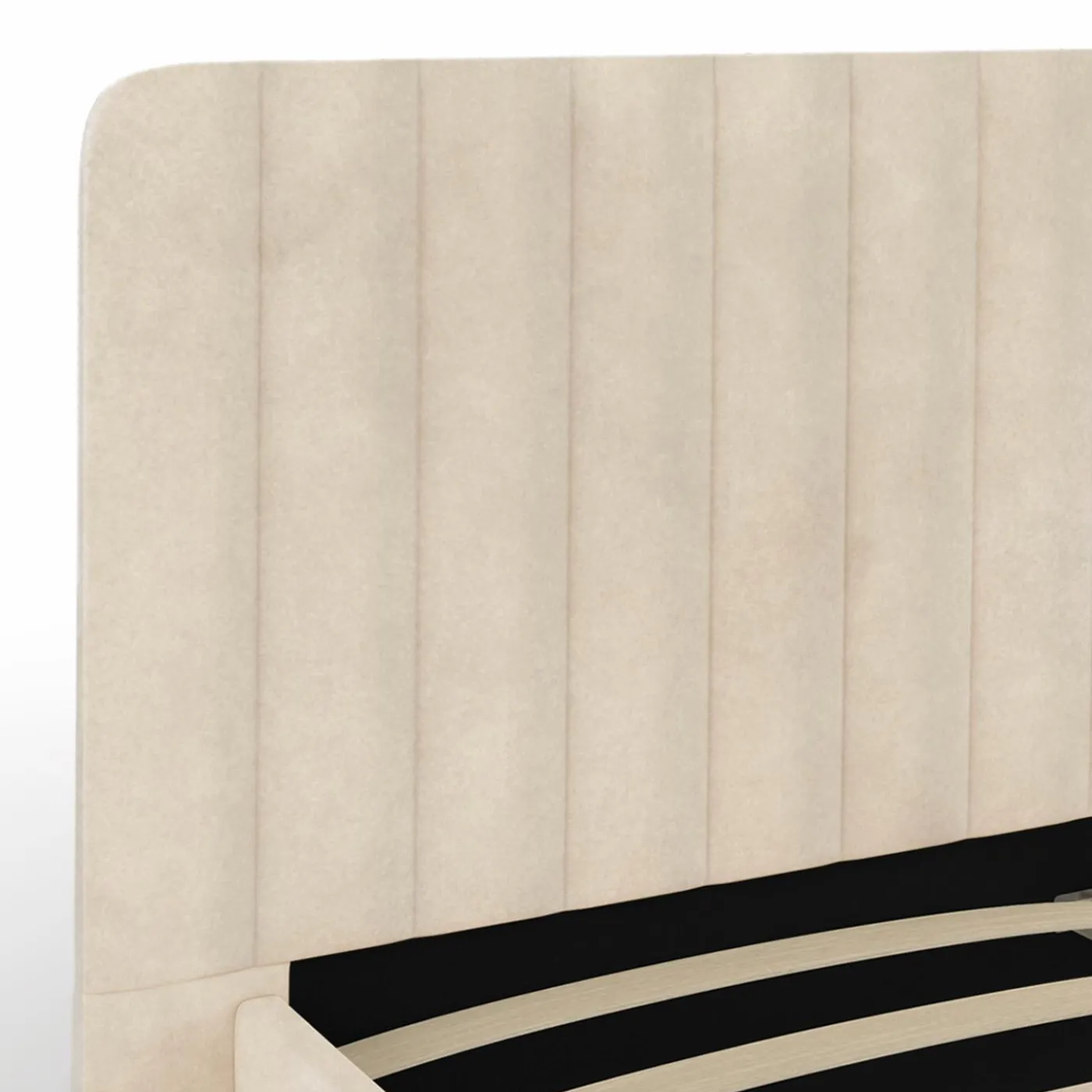 Lit 140x190 cm avec tête de lit et sommier en velours beige