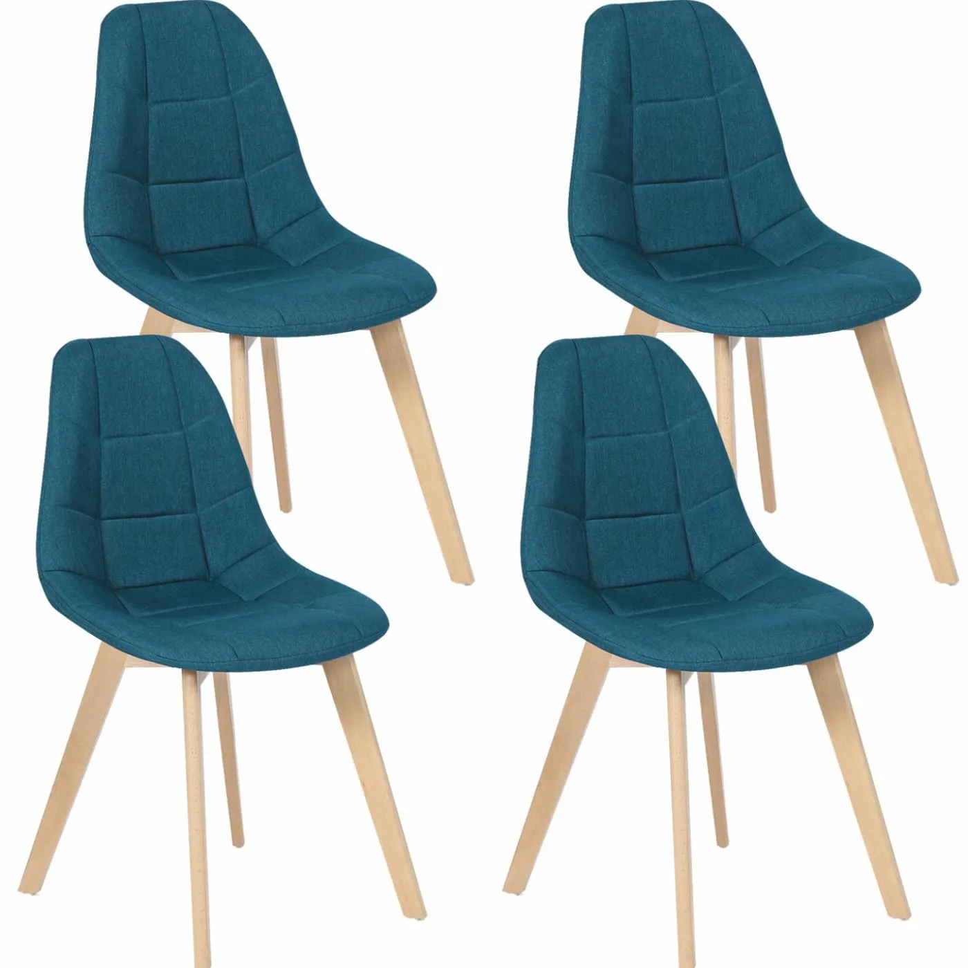 Lot 4 chaises scandinaves bleu canard