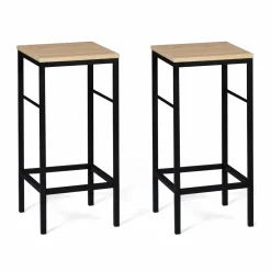 Lot 2 tabourets de bar style industriel bois et métal