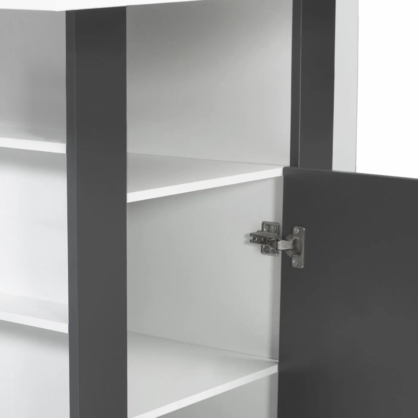 Îlot central bois blanc et gris 110 cm
