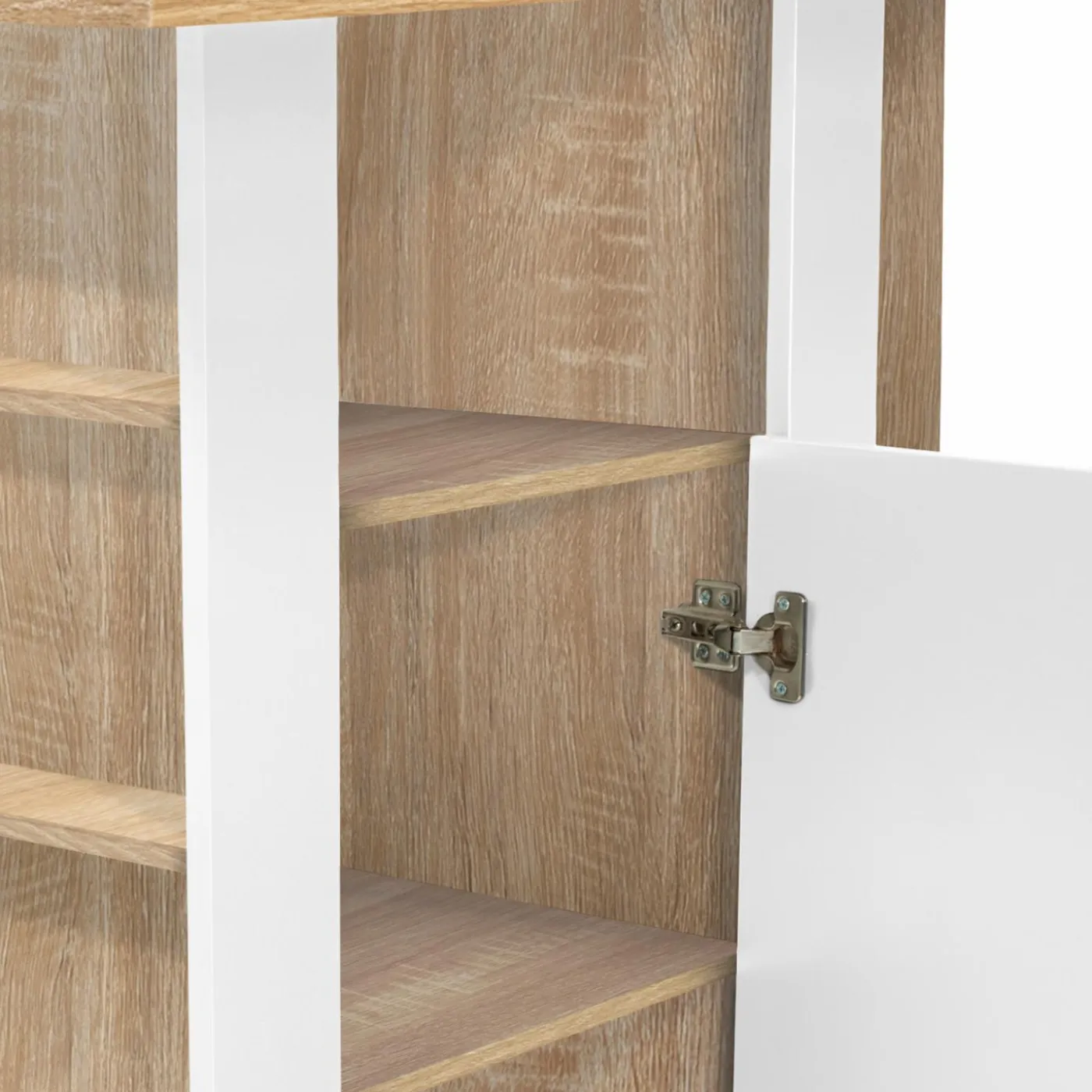 Îlot central bois blanc et imitation hêtre 110 cm