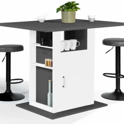 Îlot central cuisine bois gris et blanc 110 cm