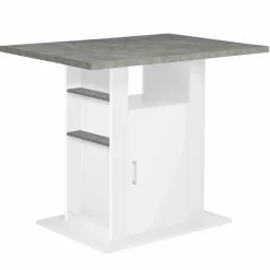 Îlot central cuisine plateau effet béton et bois blanc 110 cm