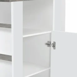 Îlot central cuisine plateau effet béton et bois blanc 110 cm