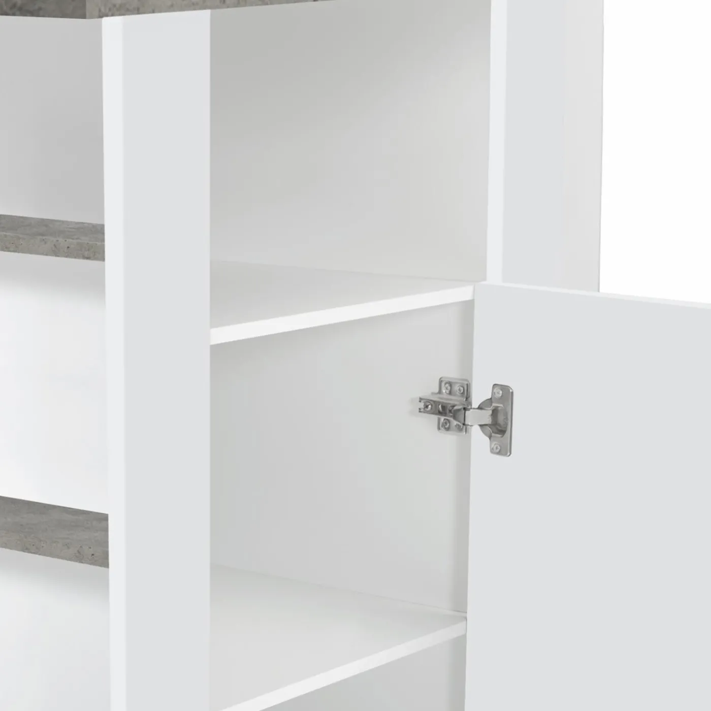 Îlot central cuisine plateau effet béton et bois blanc 110 cm