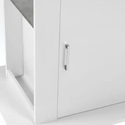 Îlot central cuisine plateau effet béton et bois blanc 110 cm