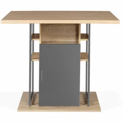 Îlot central cuisine plateau bois imitation hêtre et gris 110 cm