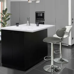 Îlot central effet marbre et bois noir 120 cm