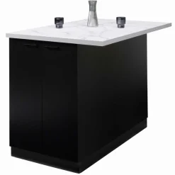 Îlot central effet marbre et bois noir 120 cm