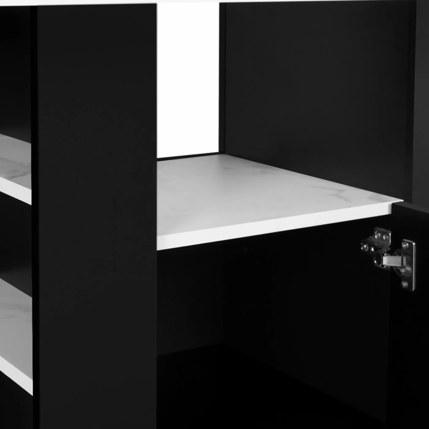 Îlot central effet marbre et bois noir 110 cm