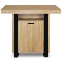 Îlot central industriel bois noir et imitation hêtre 110 cm