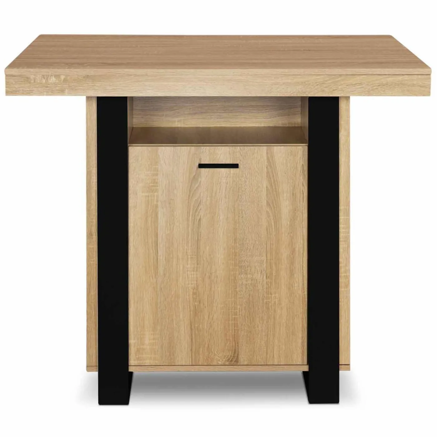 Îlot central industriel bois noir et imitation hêtre 110 cm