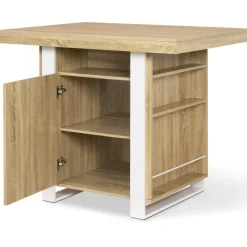 Îlot central industriel bois blanc et imitation hêtre 110 cm