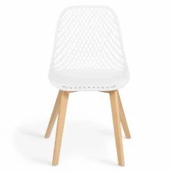 Lot de 4 chaises ajourées blanches design