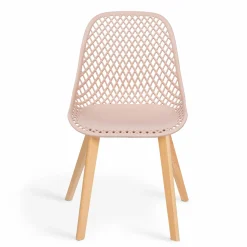 Lot de 4 chaises ajourées dépareillées pastel design scandinave