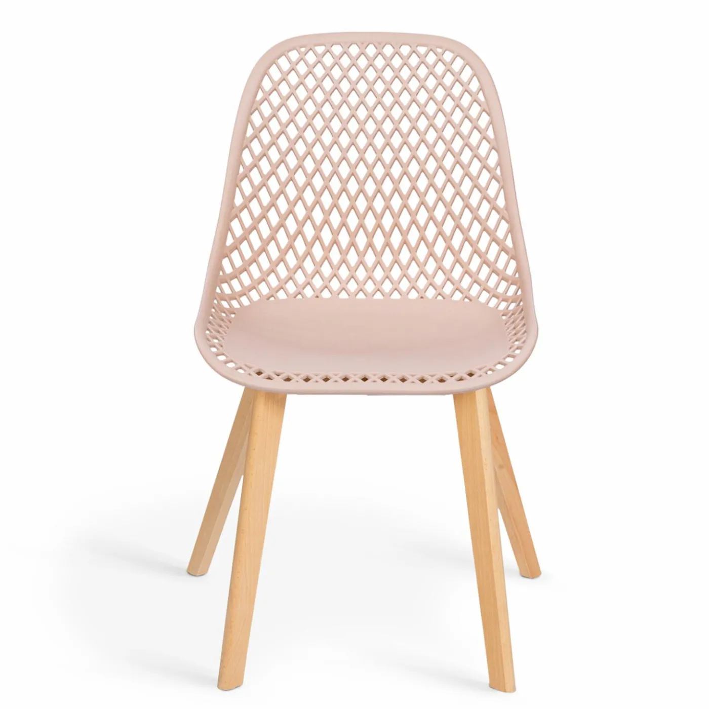 Lot de 4 chaises ajourées dépareillées pastel design scandinave