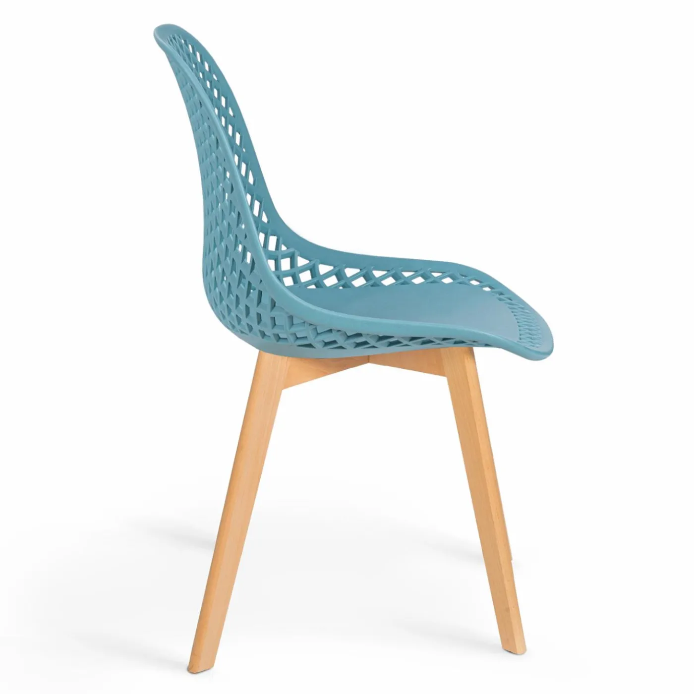 Lot de 4 chaises ajourées dépareillées pastel design scandinave