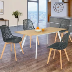 Lot de 4 chaises ajourées grises design