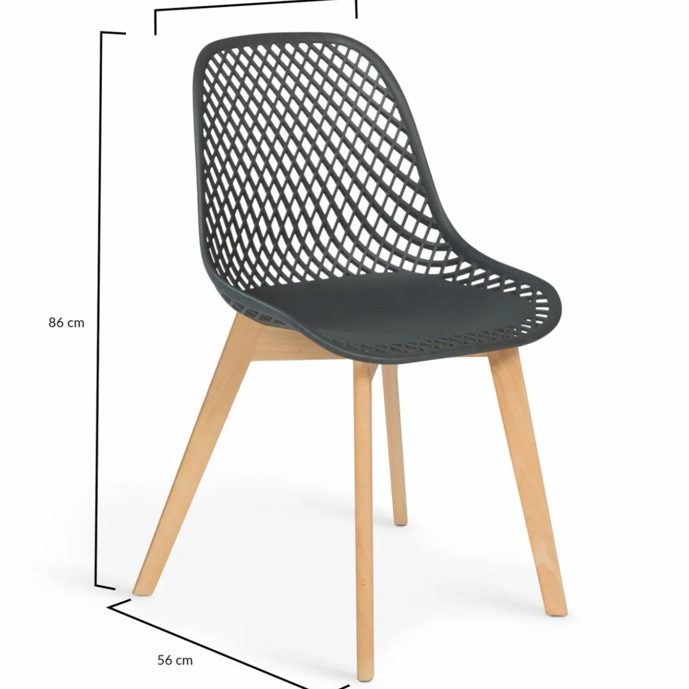 Lot de 4 chaises ajourées grises design