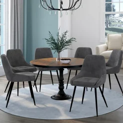Lot de 6 chaises avec accoudoirs en velours gris foncé
