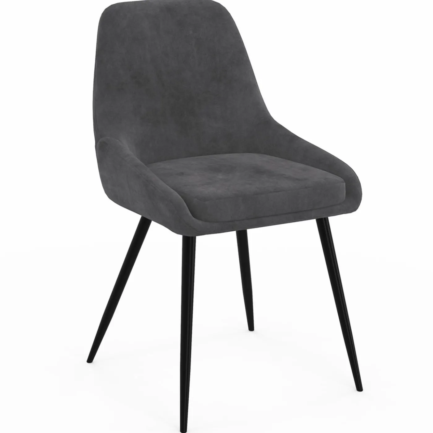 Lot de 6 chaises avec accoudoirs en velours gris foncé