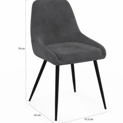 Lot de 6 chaises avec accoudoirs en velours gris foncé