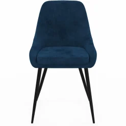 Lot de 4 chaises avec accoudoirs en velours bleu
