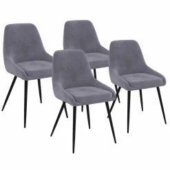Lot de 4 chaises avec accoudoirs en velours gris clair
