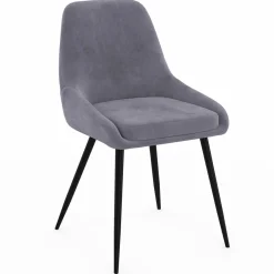 Lot de 4 chaises avec accoudoirs en velours gris clair