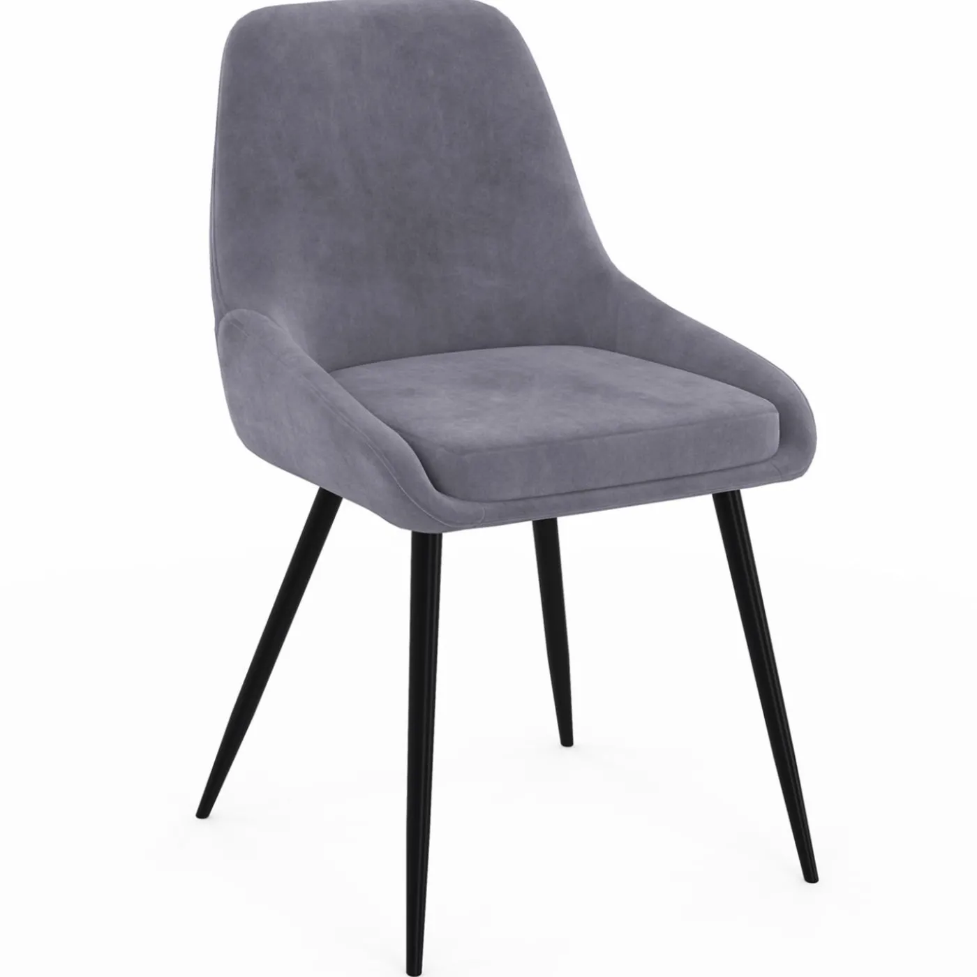 Lot de 4 chaises avec accoudoirs en velours gris clair
