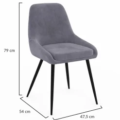Lot de 4 chaises avec accoudoirs en velours gris clair