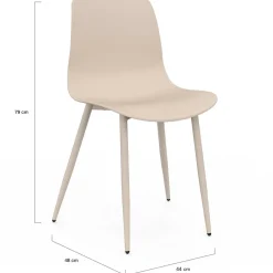 Lot de 6 chaises beige avec pieds en métal