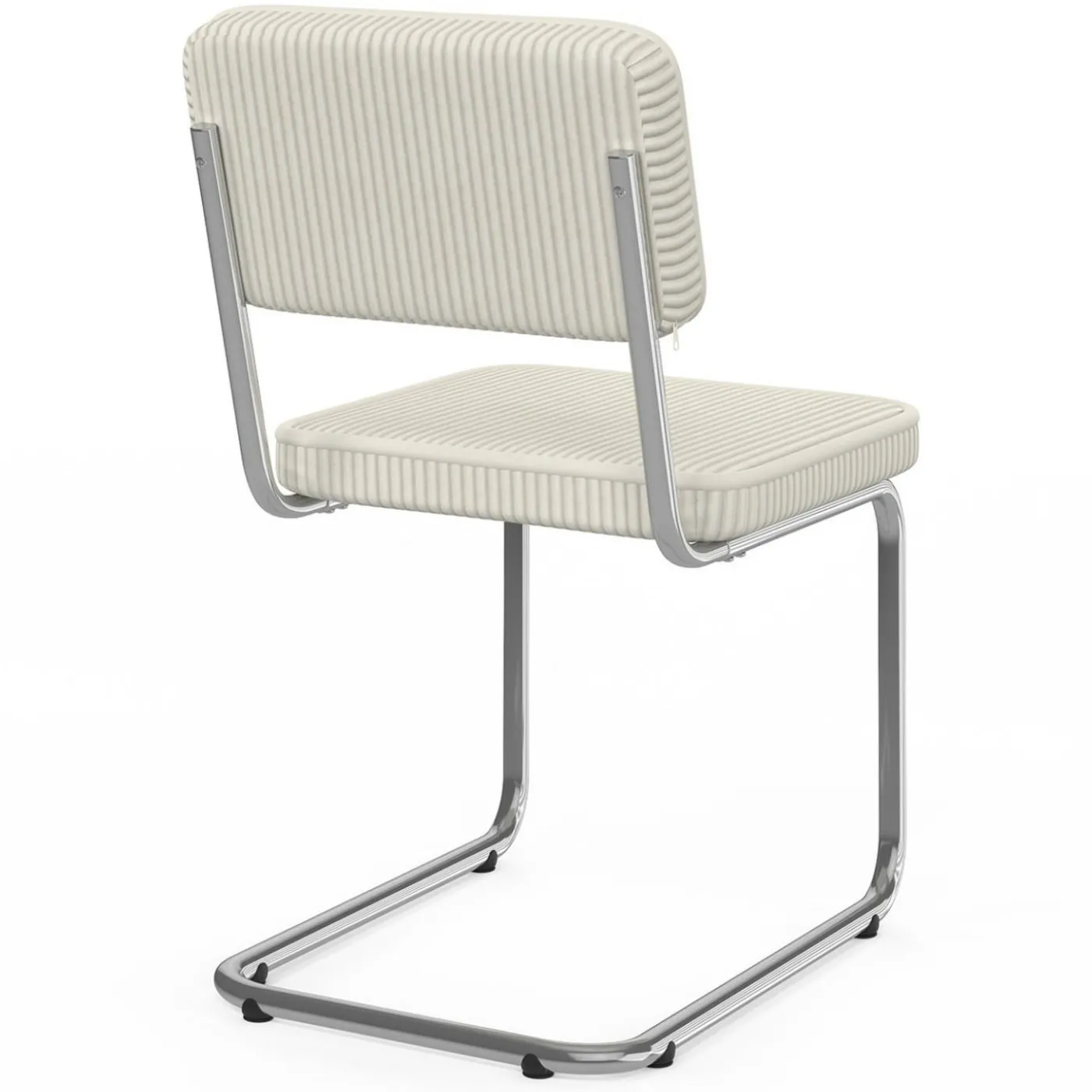Lot de 4 chaises cantilever en velours côtelé beige et pied métal
