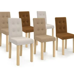 Lot de 6 chaises capitonnées tricolore taupe, beige et marron