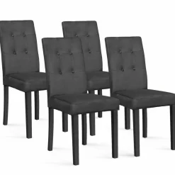 Lot de 4 chaises capitonnées en velours gris pieds noirs