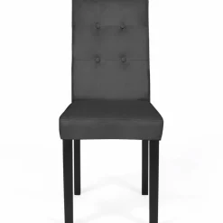 Lot de 4 chaises capitonnées en velours gris pieds noirs