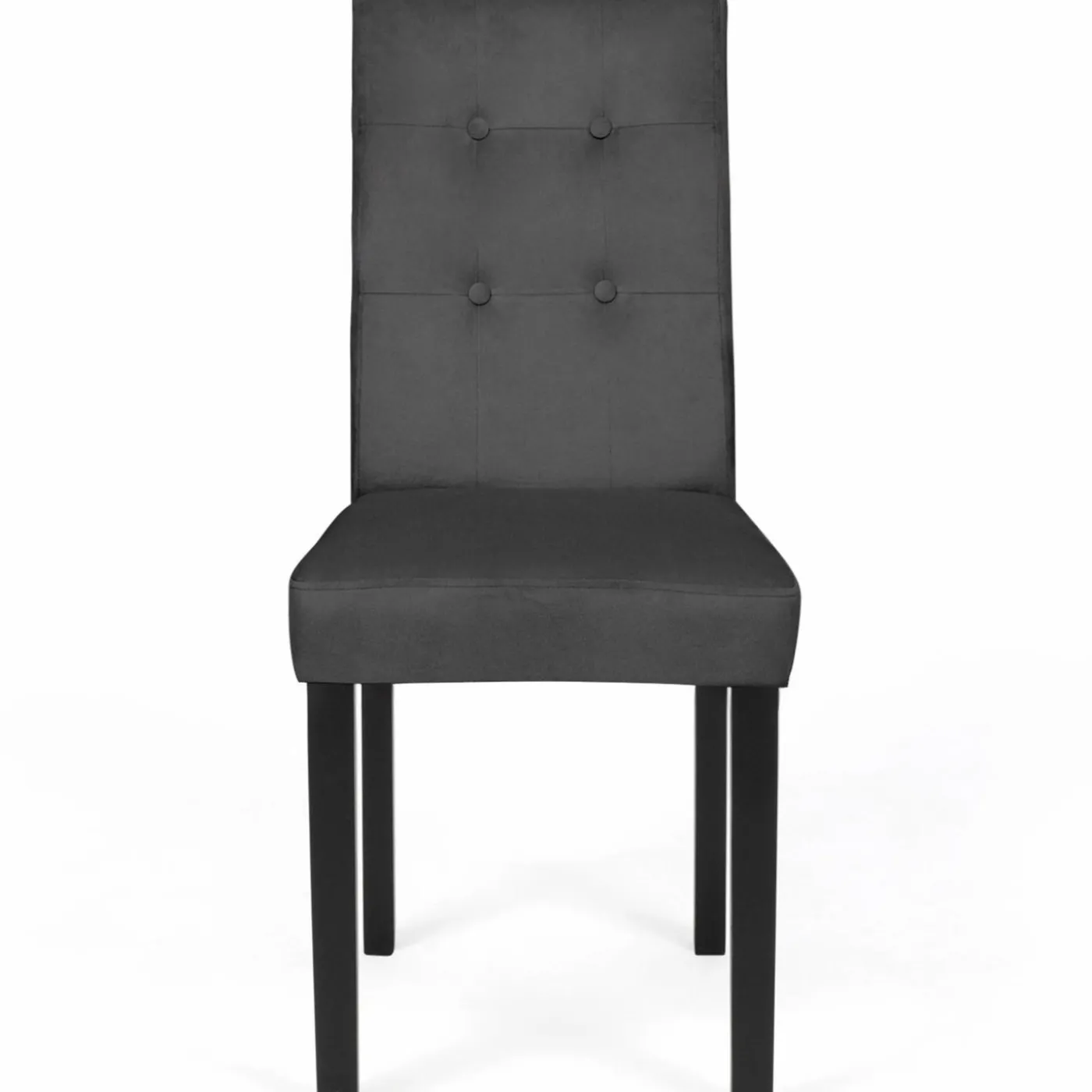 Lot de 4 chaises capitonnées en velours gris pieds noirs