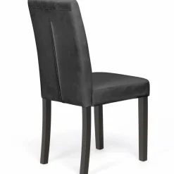 Lot de 4 chaises capitonnées en velours gris pieds noirs