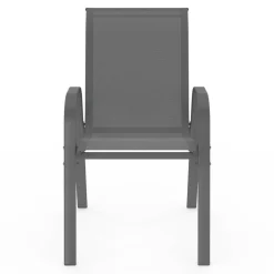Lot de 4 chaises de jardin empilables en métal gris anthracite et textilène