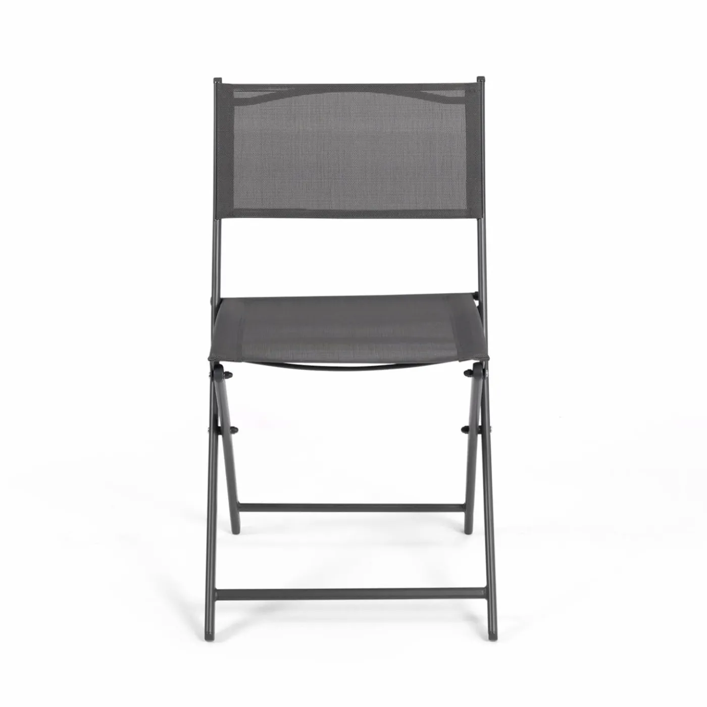 Lot de 4 chaises de jardin pliantes grises en acier et textilène