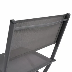 Lot de 4 chaises de jardin pliantes grises en acier et textilène
