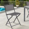 Lot de 6 chaises de jardin pliantes gris anthracite en métal et textilène
