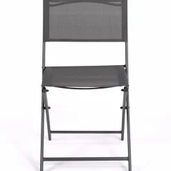 Lot de 6 chaises de jardin pliantes gris anthracite en métal et textilène
