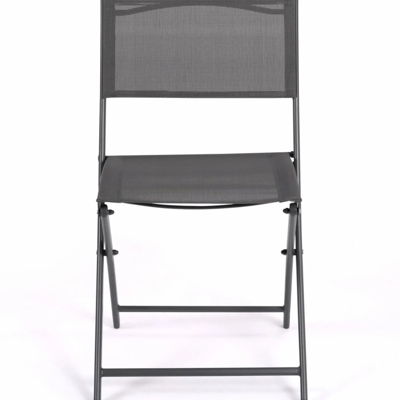 Lot de 6 chaises de jardin pliantes gris anthracite en métal et textilène