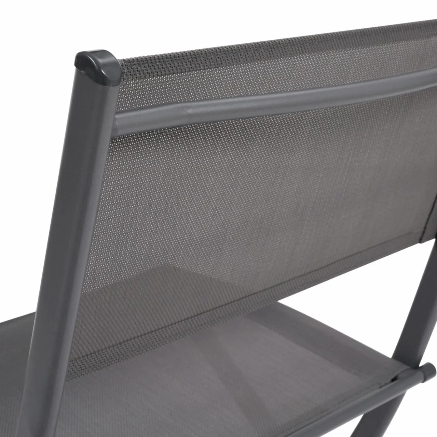 Lot de 6 chaises de jardin pliantes gris anthracite en métal et textilène