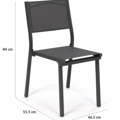 Lot de 6 chaises de jardin empilables gris anthracite en métal et textilène